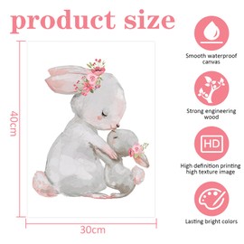 Zamety Pictures for Children's Room Decoration, Set of 3 Posters 30 x 40 cm, Children's Room Poster Pink Rabbit, Beautiful Wall Poster, Pink, Baby Room Decoration, Suitable for Room and Living Room