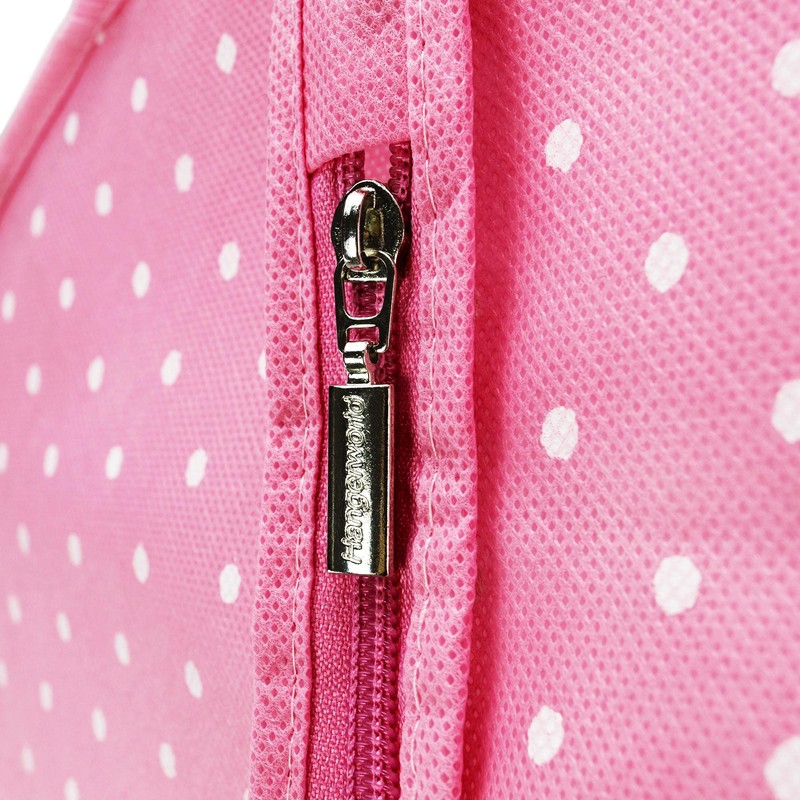 HANGERWORLD Single Pink Polka Dot Breathable Garment Coat Cover Bag-for