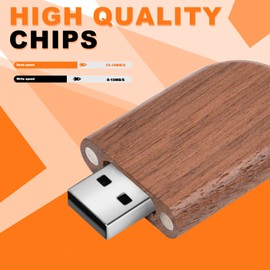 Novelty Wooden USB 2.0 Flash Drive Data Storage Memory Stick USB Stick Pendrive with Wooden Box (16GB, Ellipse Brown)