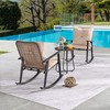LOKATSE HOME 3 Pieces Outdoor Rocking Wicker Chair Set Armchairs