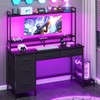 Korfile Computer Gaming Desk with Hutch, Home Office Desk with