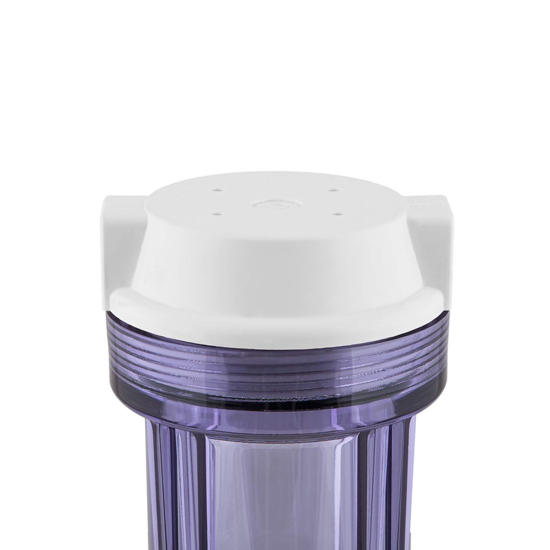 Hydronix HF2-10CLWH12 10" Clear Housing with White Flat Cap, 1/2"