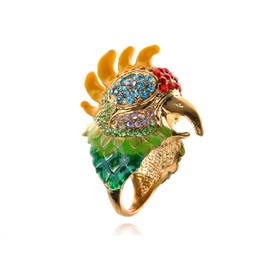 Women Luxury Colorful Bird Crystal Rhinestone Ring for Cocktail Wedding