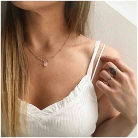 Cimenexe Bohemian Natural Moonstone Pendant Necklace Gold Satellite Choker Necklace Teardrop Moonstone Necklace Choker Birthstone Necklace Jewellery for Women and Girls, Metal, Moonstone
