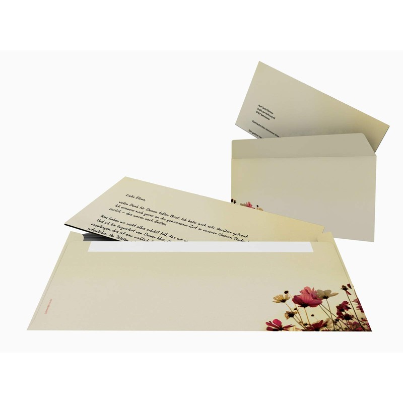Writing Paper Set 100 Pieces Sunny Flowers 50 Sheets DIN