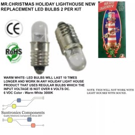 (A) MR CHRISTMAS  HOLIDAY LIGHTHOUSE new (LED) REPLACEMENT PART-2 BULBS