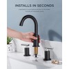 FORIOUS 8 Inch Black and Chrome Bathroom Faucets 3 Hole,