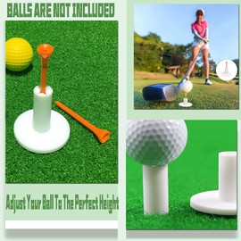 Golf Rubber Tees Driving Range Set, Durable Golf Tee Holder Set Black 1.5'' 2.25'' 3.13'' for Indoor Outdoor Practice Mat (Black-9 Pcs Rubber Tee+6 Pcs Wooden Tee)