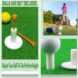 Golf Rubber Tees Driving Range Set, Durable Golf Tee Holder Set Black 1.5'' 2.25'' 3.13'' for Indoor Outdoor Practice Mat (Black-9 Pcs Rubber Tee+6 Pcs Wooden Tee)