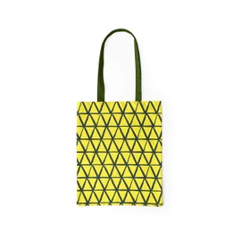 Le Jardin du Lin Printed Shopping Bag with Green Long Handles, Reusable Bag, Foldable, Fabric Bag, Size: 34 x 40 cm