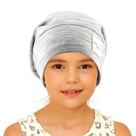 sent hair Kids Satin Lined Bonnet Silk Slouchy Beanie for Natural Hair Adjustable Sleep Bonnet Slap Cap for Kids,Child,Toddler,Teens(4-10 Years Old,Light Gray)