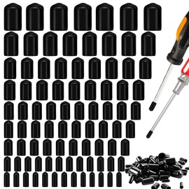 DBALL Pack of 220 Rubber End Caps, Rubber Caps Set with 10 Different Sizes, PVC Vinyl Plastic Caps for Screws, Metal Rods, Electric Cables, Wire Ropes, Bowden Cable End Cap