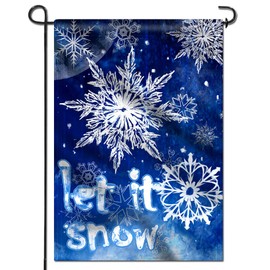 Anley |Double Sided| Premium Winter Snowflake Garden Flag, Let It Snow Decorative Garden Flags - Weather Resistant & Double Stitched - 18 x 12.5 Inch