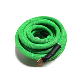 225FWY 1/0 Gauge Custom Color + Length Snakeskin Braided Sleeving OFC Wire Strands Copper Marine Cable AWG (Green, 10 FT)
