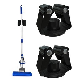 FYWZ Magnetic Mop Holder, No Drilling Magnetic Broom Holder Black Steel Magnetic Tool Mount for Home, Kitchen, Laundry, Garage, Workshop - 2 Pack/Black