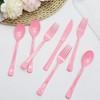 150 Pack Light Pink Plastic Silverware, Pink Plastic Utensils Heavy