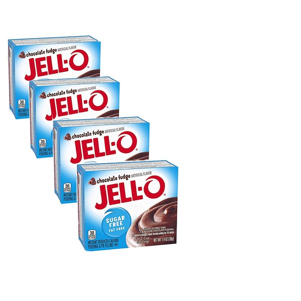 JELL-O Sugar Free Chocolate Fudge Instant Pudding & Pie Filling - 1.4 Oz (4-Pack)