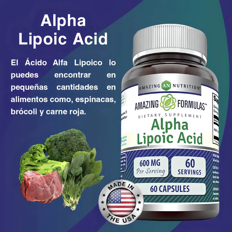 Ácido Alfa Lipoico 600mg 60 Cáps Amazing Nutrition Antioxidante Metabólico