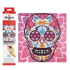 DIAMOND ART BY LEISURE ARTS Sugar Skull, 8"x8", Beginner Diamond Painting Kits for Adults, Diamond Art for Adults, Diamond Art Kit, Diamond Art Painting