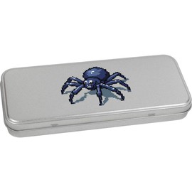 'Crawling Spider Pixel Art' Metal Hinged Stationery Tin/Storage Box (TT00226240)