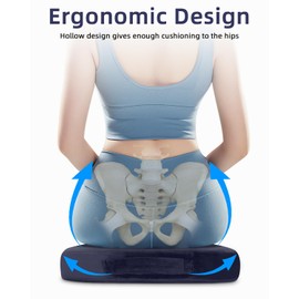 Orthopaedic Seat Cushion, Round, Coccyx Cushion Made of Memory Foam, Doughnut Cushion, Ergonomic Coccyx Cushion for Wheelchairs, Memory Foam Coccyx Cushion, Promotes Blood Circulation and Relieves the