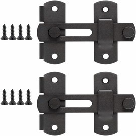 2 Packs Barn Door Latches，2.75” x 2.02” Matte Black Stainless Steel barn gate flip Door Latch Bi-fold Door Lock,Sliding Door Antique Lock Gate Latches Wine Cabinet Closet Door Latches