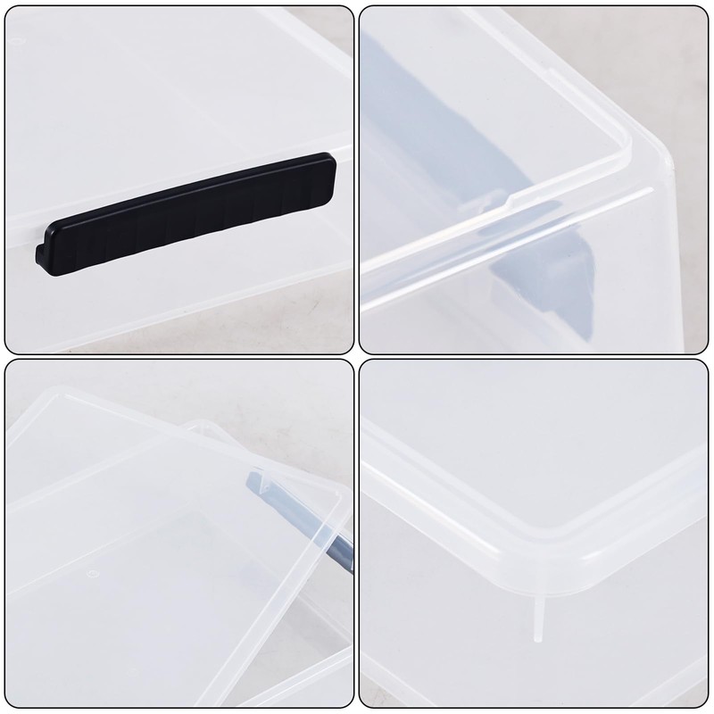Guankan 6 Quart Shallow Storage Box with Lid, 4 Pack