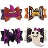 4 Pcs Halloween Hair Clips Glitter Bows Pumpkin Ghost Witch
