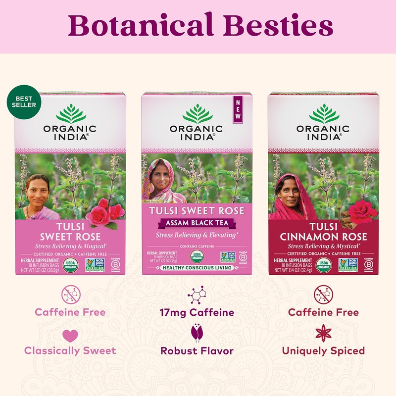 Organic India Tulsi Sweet Rose Herbal Tea - Holy Basil