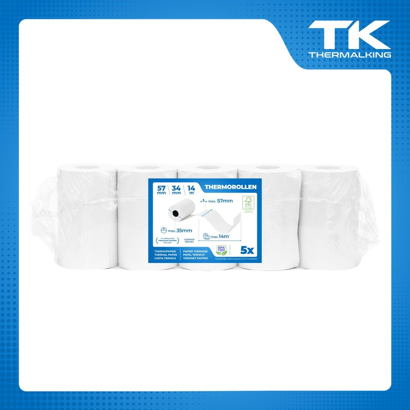 5 x EC Cash Thermal Rolls - Width: 57mm -