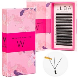 LLBA W Eyelashes Extensions - 3D Handmade Volume Eyelashes | C CC D Curl | Thickness 0.05~0.07mm | 8-15mm Length Mixed Tray | Full Fluffy Volume Look | Long Lasting & Easy Application (W, 0.05 C 10mm)