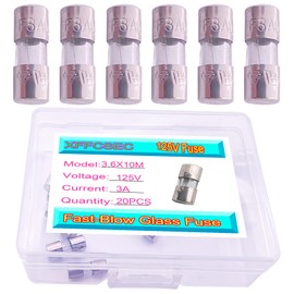 XFFCSEC Micro Fuse 3A 3Amp 125V 20PCS Christmas Mini Light Strings Replacement Glass Fuses for LED and Mini String Lights Safety Plugs. F3AL Fuse Fuse Size:0.14 x 0.39 inch / 3.6 x 10 mm
