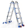 Wolec Telescoping A-Frame Ladder- 17FT Folding Extension Ladder with Wheels