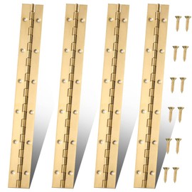 12 Inch Gold Stainless Steel Piano Hinges, 4 Pcs Continuous & Piano Hinge with Holes, Heavy Duty Piano Hinge 0.04" Leaf Thickness, 1.2'' Open Width for Furniture Cabinet Door Wooden Box Woodworking