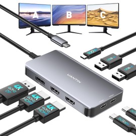 UANTIN Estación de acoplamiento 3 monitores 8 en 1 2 USB C Datos