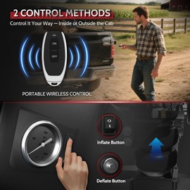WINSBULL Air Bag Compressor Lightning Inflation Universal On Board Air Compressor System Remote Control and Manual Control for Trucks
