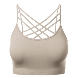 brasier deportivo para mujer con tirantes cruzados, bandeau sin aros, sin tirantes, Mocha de 102 cenizas, 2G-3G