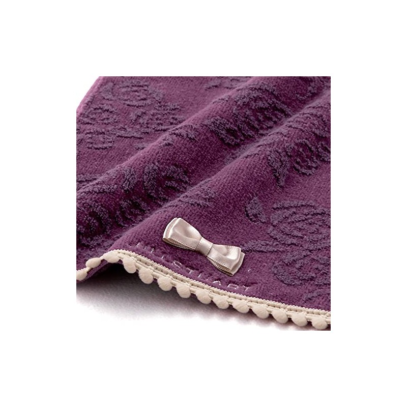 JILLSTUART 58-1520070 Rose Bouquet Towel Handkerchief, Purple, Fluffy, Cute, Ribbon,