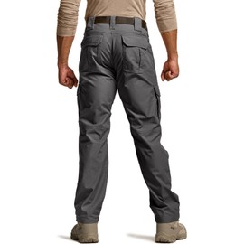 CQR Men's Tactical Pants, Water Resistant Ripstop Cargo Pants, Lightweight EDC Work Hiking Pants, Outdoor Apparel, Duratex Mag Pocket Charcoal, 38W x 30L