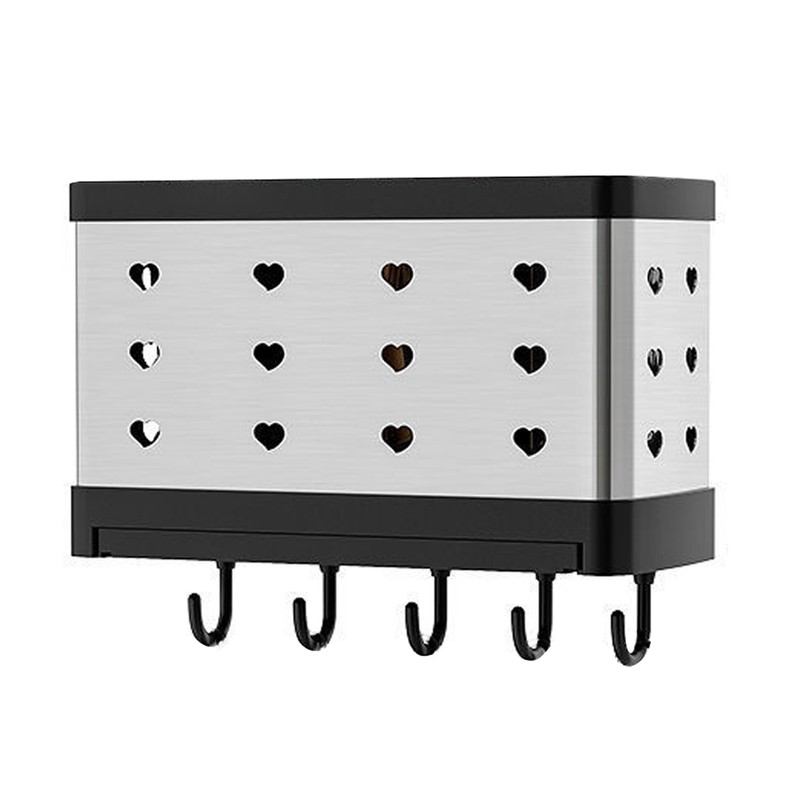 Utensil Holder Stainless Steel Wall Mount Chopstick Draining Storage Shelf