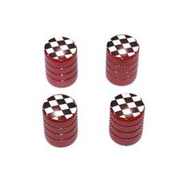 GRAPHICS & MORE Checkered Flag - Tire Rim Valve Stem Caps - Red