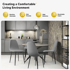 BalladHome Chair Covers, Pack of 6, Universal Stretch Chair Covers, Jacquard Covers for Chairs, Removable, Washable, Dining Room Chairs Cover for Kitchen Chairs, Hotel, Banquet (Light Grey, Pack of