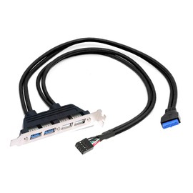 cablecc USB2.0 & USB 3.0 Internal Four Female Mount Panel to 9pin 19pin 20pin Motherboard Baffle Cable with PCI Bracket 50cm