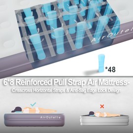 Air Mattress with Battery Pump, Rechargeable USB Electric Pump, Dutch Velvet Surface Self Inflatable Mattress Queen, Portable Air Bed for Camping, Indoor and Outdoor (18" Purple)