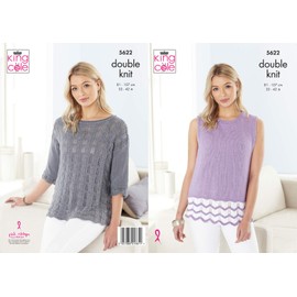 King Cole Ladies Double Knit DK Knitting Pattern Womens Lace Detail Sweater & Top (5622)