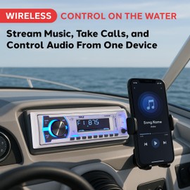 Pyle Marine Bluetooth Stereo Radio - 12V Single DIN In-Dash Receiver for Boat Audio with Built-In Mic - Digital LCD - MP3/USB/SD Playback - AM/FM Radio - RCA Output - Remote Control - PLMRB29W