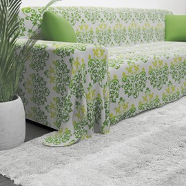 Byour3 - Sofa Cover 100% Pure Cotton 2 3 4 Seater Sofa Cover Sofa Throw Also for Corner Sofa L U Shape Sofa Couch Cover All Couch Cover Washable Floral Pattern (Green, 3 Seater)