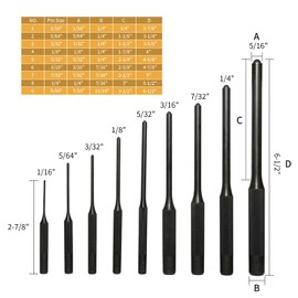 Pin Punch Set, 20pcs Punch Removing Repair Tools, Including Brass Pin Punches, Steel Pin Punches with Storage Pouch&Hammer (Brass+Steel Pin Punches)