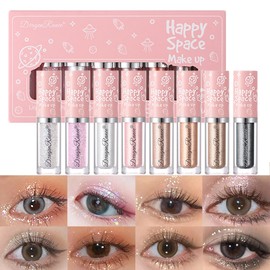 Sitovely 8-Piece Liquid Glitter Eyeshadow Set, Shimmering Multi-Dimensional Eye Shadow, Quick Drying, Long-Lasting, Opaque Metallic Liquid Eyeshadow Eye Korean Makeup