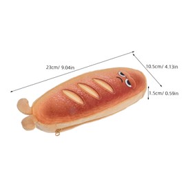 Operitacx Cute Pencil Case with Zip Kawaii Pencil Case for Teenage Girls Emotional Pencil Case in Bread Shape for School, brown, briefcase